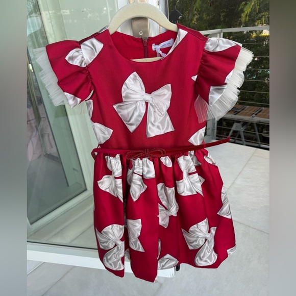 Monalisa little girl red holiday dress.